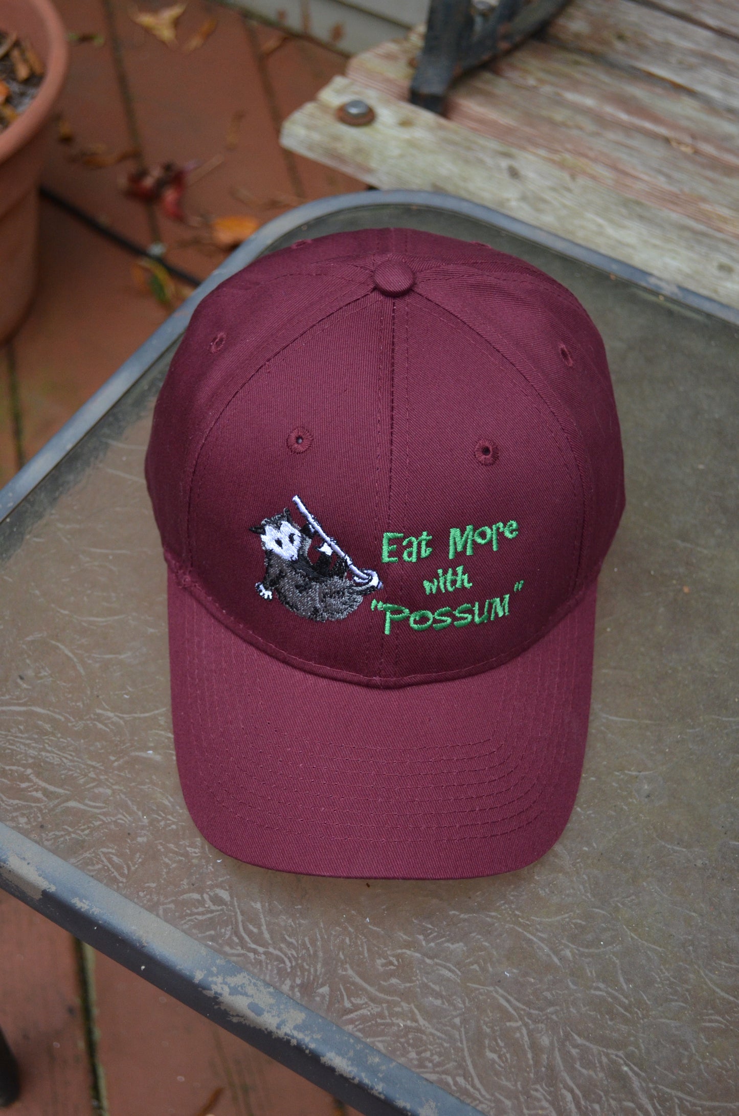 Burgundy Possum Seasoning Hat